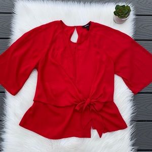 Express red wrap tie top